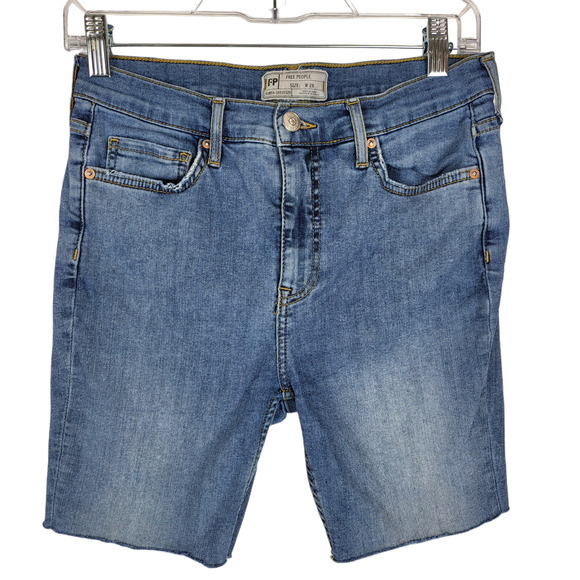 Free People Distressed High Rise Bermuda Shorts Size 28 # 645 - Picture 1 of 9